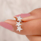 Rosec Jewels-Diamond 3 Star Crawler Earring for Cartilage Piercing