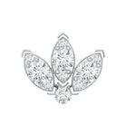 Certified Diamond Lotus Flower Earring with Flat Back Natural - ( HI-SI ) - Rosec Jewels