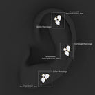 Natural Three Diamond Cluster Tragus Earring Natural - ( HI-SI ) - Rosec Jewels