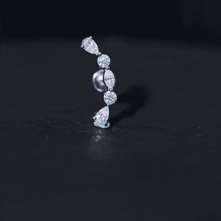 Simple Diamond Curved Crawler Earring for Helix Piercing Natural - ( HI-SI ) - Rosec Jewels