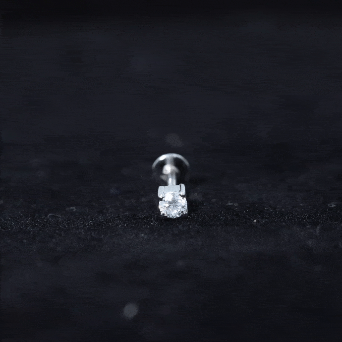 Minimalist Diamond Solitaire Tragus Earring Natural - ( HI-SI ) - Rosec Jewels