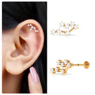Diamond Leo Constellation Crawler Earring for Helix Piercing Natural - ( HI-SI ) - Rosec Jewels