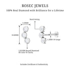 Rosec Jewels-Three Diamond Curved Helix Earring in Bezel Setting