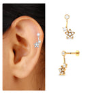 Diamond Floral Drop Earring for Cartilage Piercing Lab - ( EF-VS ) - Rosec Jewels