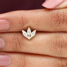 Rosec Jewels-Certified Diamond Lotus Flower Earring with Flat Back