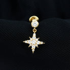 Certified Diamond Starburst Drop Earring for Helix Piercing Lab - ( EF-VS ) - Rosec Jewels