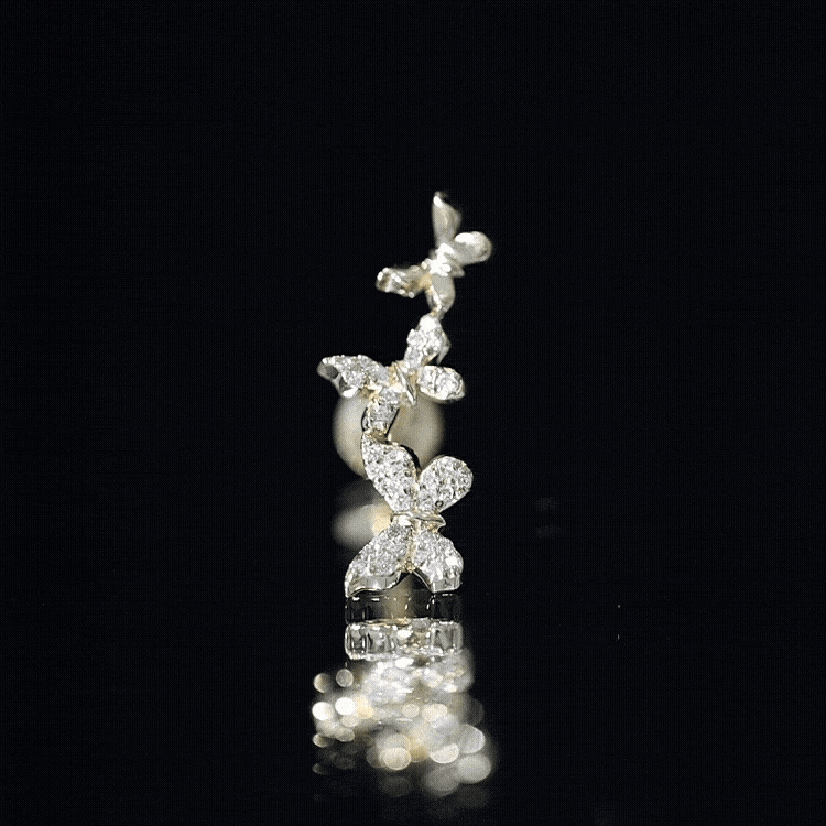 Diamond Butterfly Crawler Earring for Helix Piercing Lab - ( EF-VS ) - Rosec Jewels