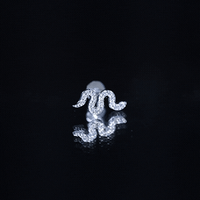 Certified Diamond Snake Earring for Cartilage Piercing Lab - ( EF-VS ) - Rosec Jewels