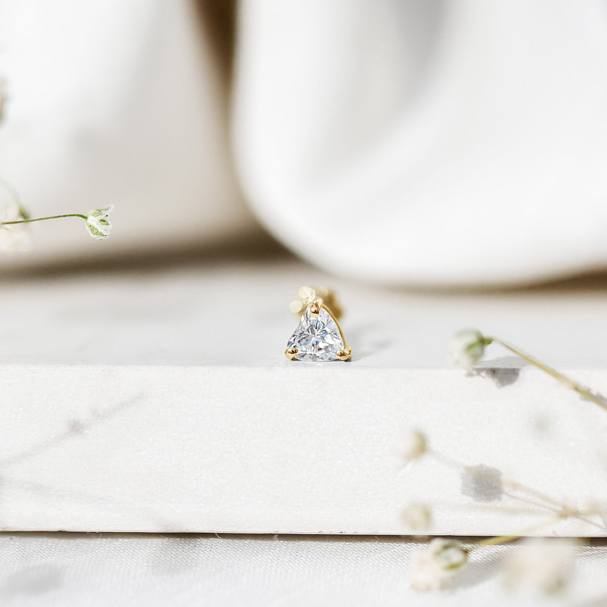 Solitaire Diamond Heart Earring with Flat Back Lab - ( EF-VS ) - Rosec Jewels