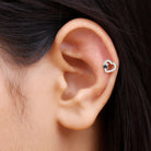 Sparkling Diamond Dog Paw Heart Earring with Black Enamel Lab - ( EF-VS ) - Rosec Jewels
