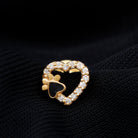 Sparkling Diamond Dog Paw Heart Earring with Black Enamel Lab - ( EF-VS ) - Rosec Jewels