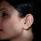 Minimalist Diamond Leaf Crawler Earring for Helix Piercing Lab - ( EF-VS ) - Rosec Jewels