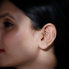 Minimalist Diamond Leaf Crawler Earring for Helix Piercing Lab - ( EF-VS ) - Rosec Jewels