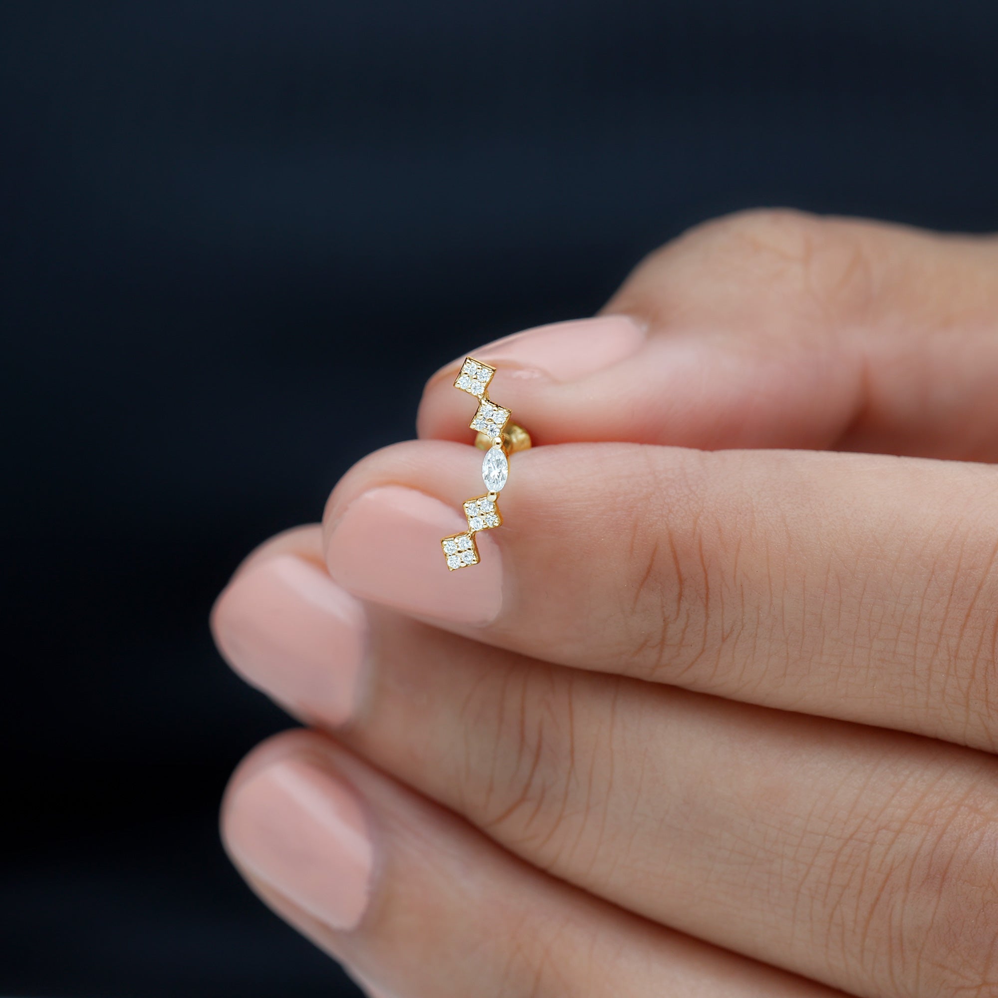 Rosec Jewels-Elegant Diamond Ear Crawler Earring for Helix Piercing