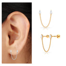 Pear Shape Diamond Chain Double Piercing Earring Lab - ( EF-VS ) - Rosec Jewels