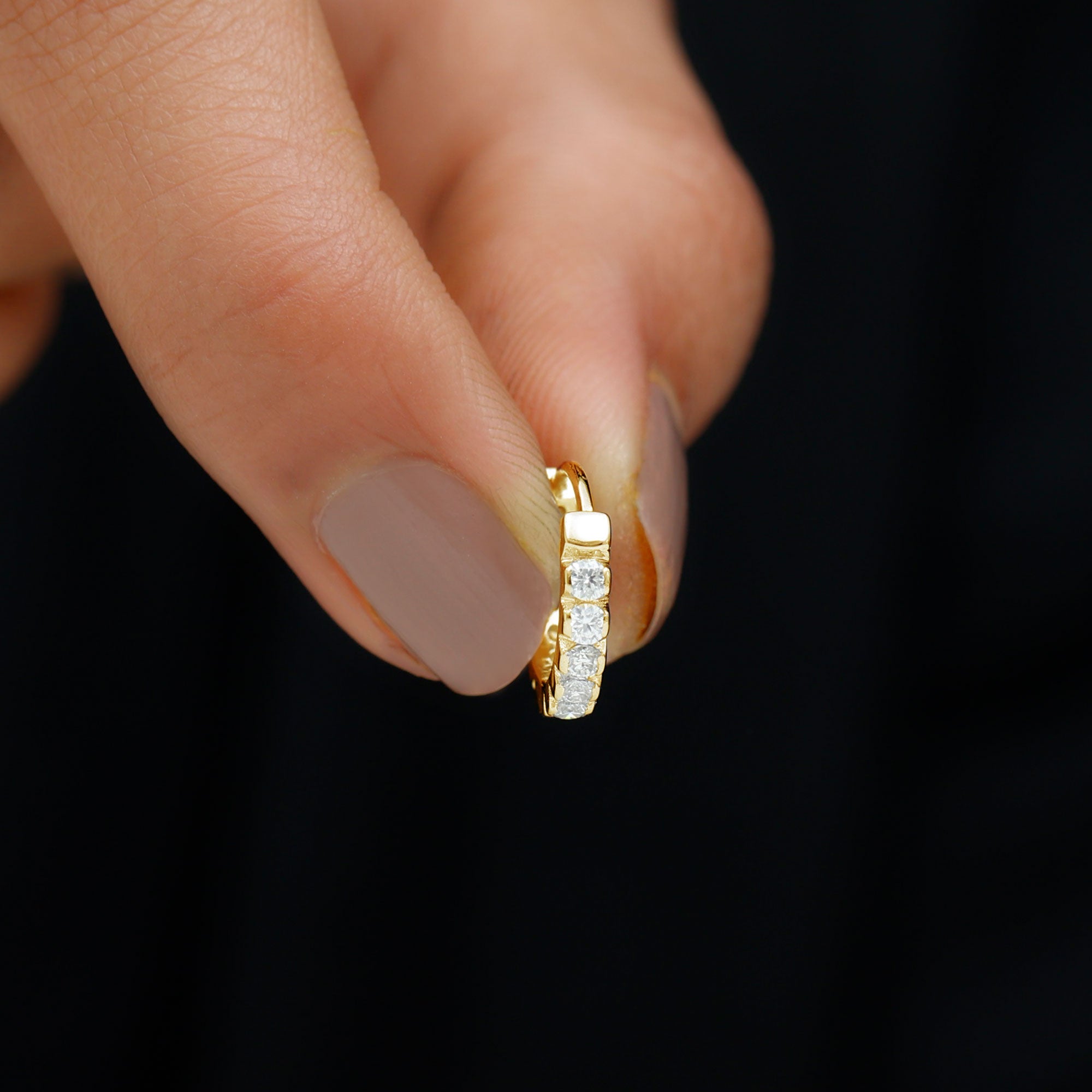 Rosec Jewels-Certified Diamond Helix Huggie Hoop Earring