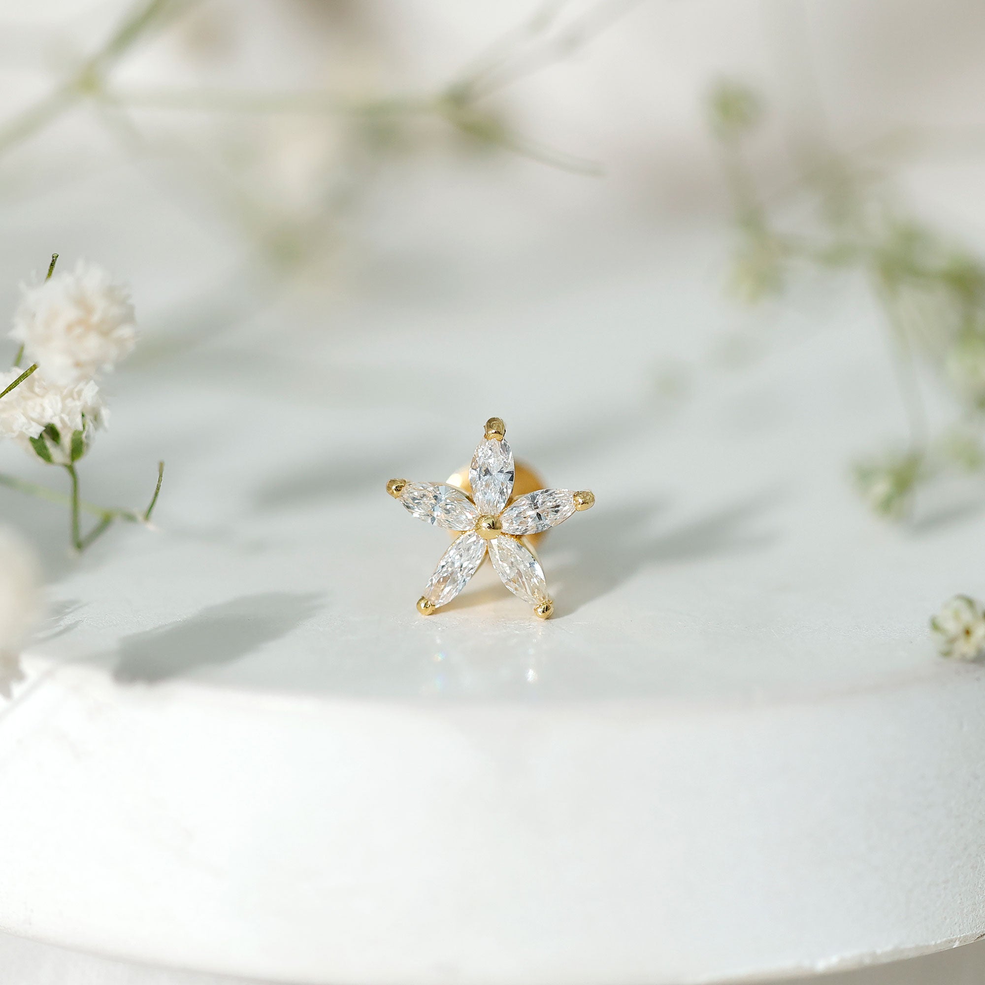 Rosec Jewels-Marquise Diamond Floral Upper Lobe Earring