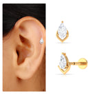 Pear Shape Diamond Solitaire Earring for Helix Piercing Lab - ( EF-VS ) - Rosec Jewels