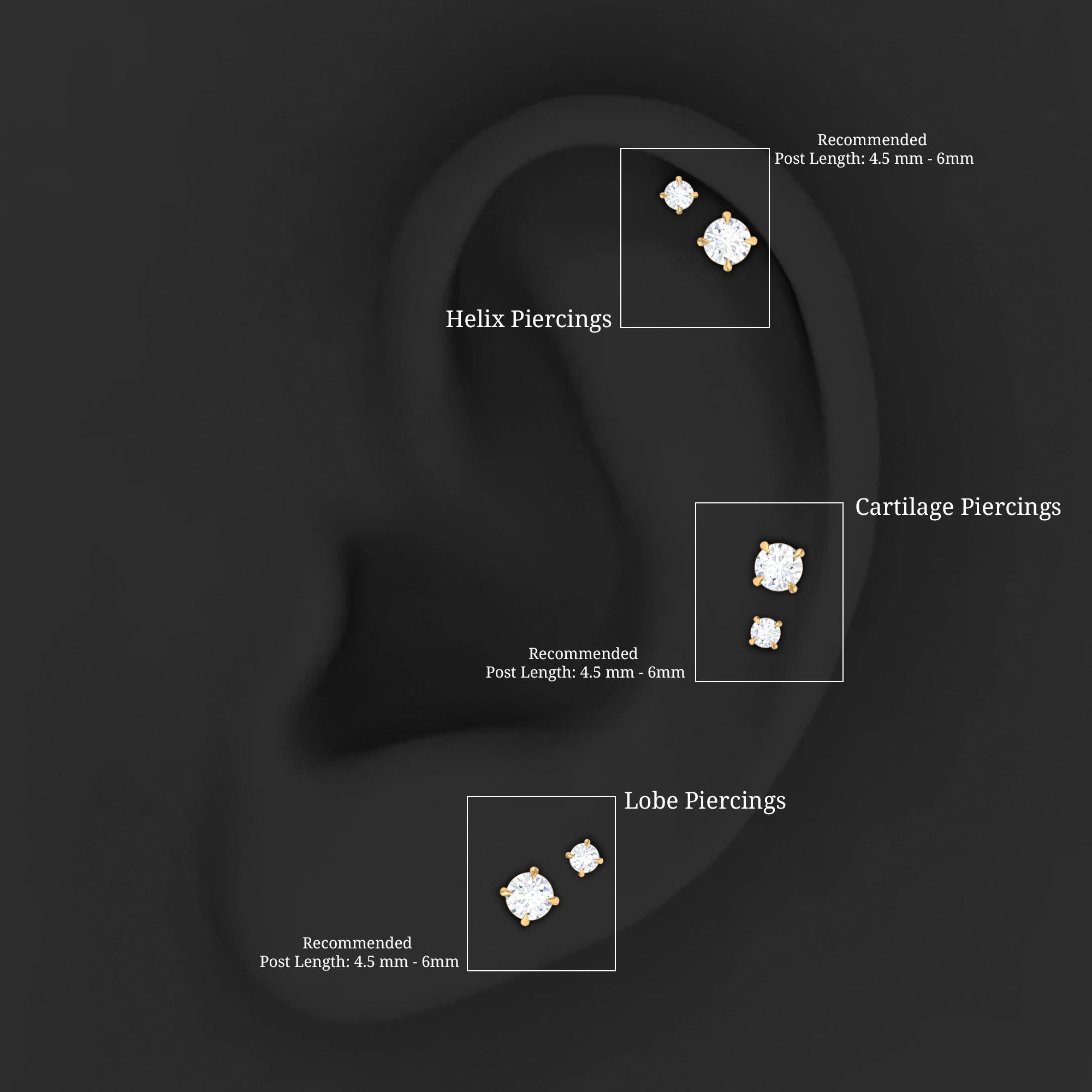 Rosec Jewels-Brilliant Cut Diamond Solitaire Earring Set for Helix Piercing