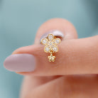 Rosec Jewels-Certified Diamond Flower Helix Drop Earring