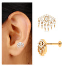 Diamond Evil Eye Earring for Upper Lobe Piercing Lab - ( EF-VS ) - Rosec Jewels