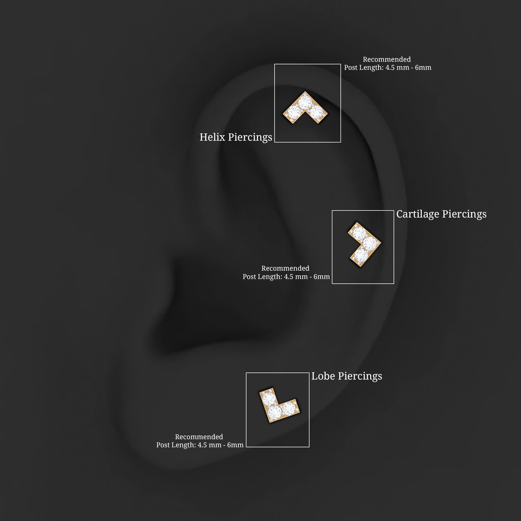 Rosec Jewels-Certified Diamond Chevron V Earring for Tragus Piercing