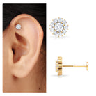 Rosec Jewels-Certified Diamond Cluster Stud Earring with Flat Back
