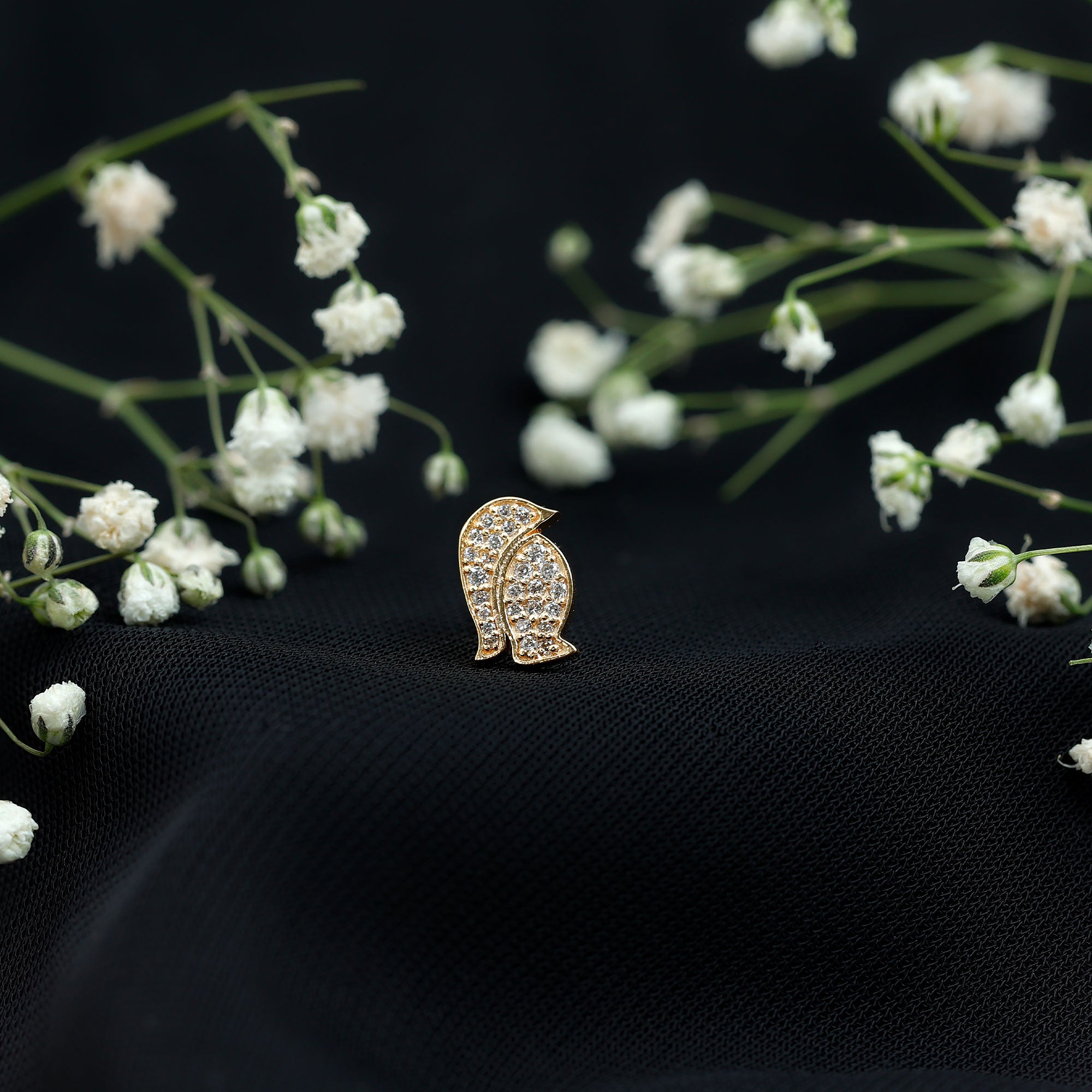Rosec Jewels-Cute Diamond Penguin Earring for Cartilage Piercing