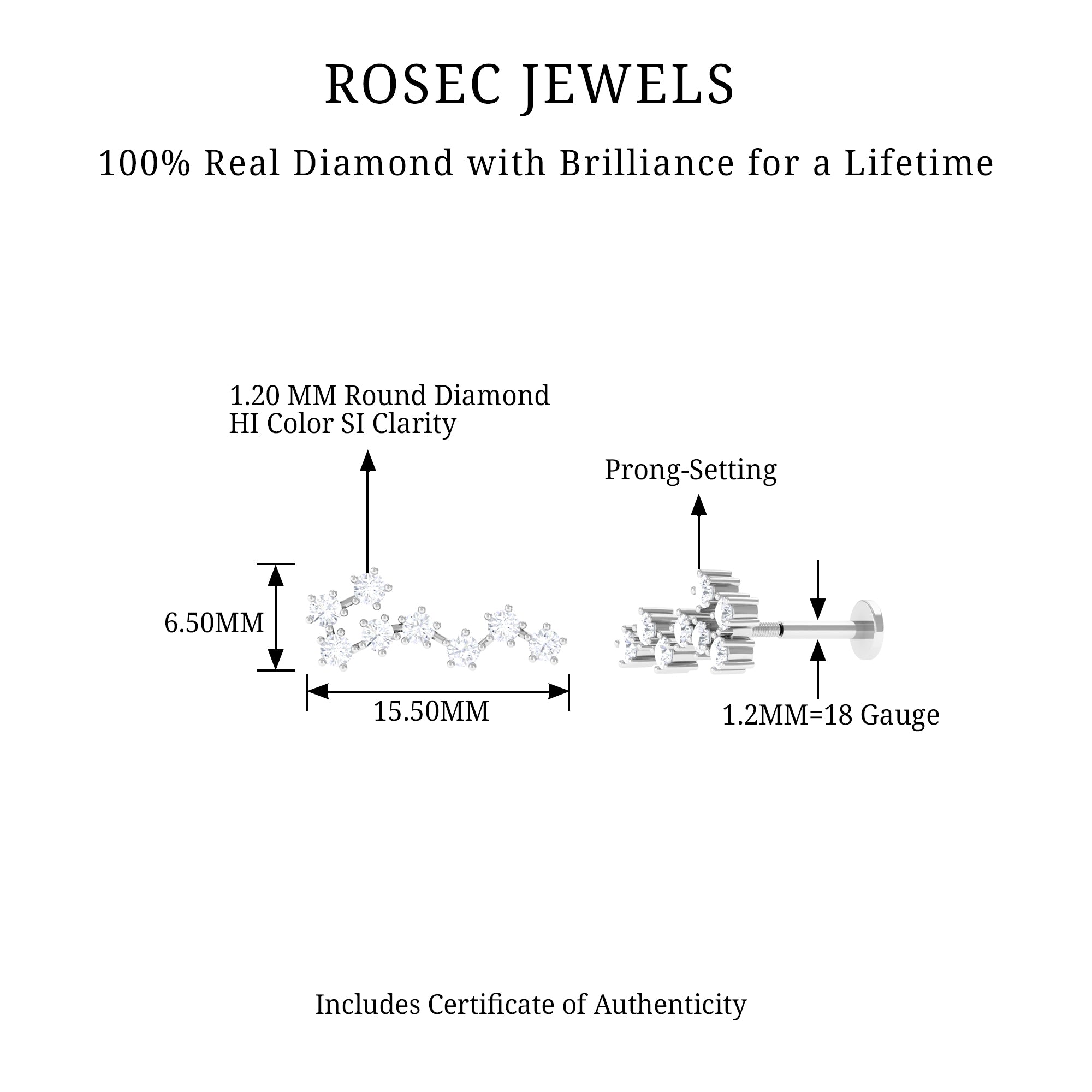 Rosec Jewels-Certified Diamond Scorpio Zodiac Earring for Helix Piercing