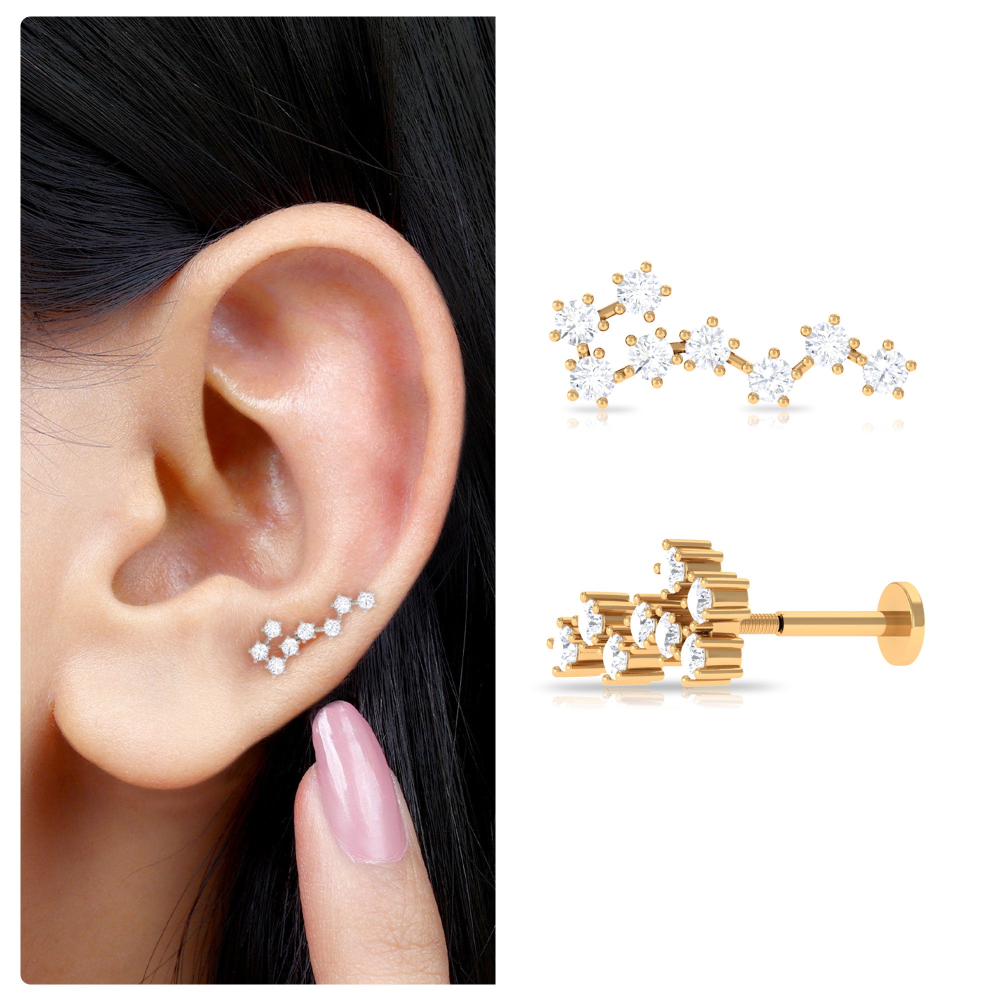 Rosec Jewels-Certified Diamond Scorpio Zodiac Earring for Helix Piercing