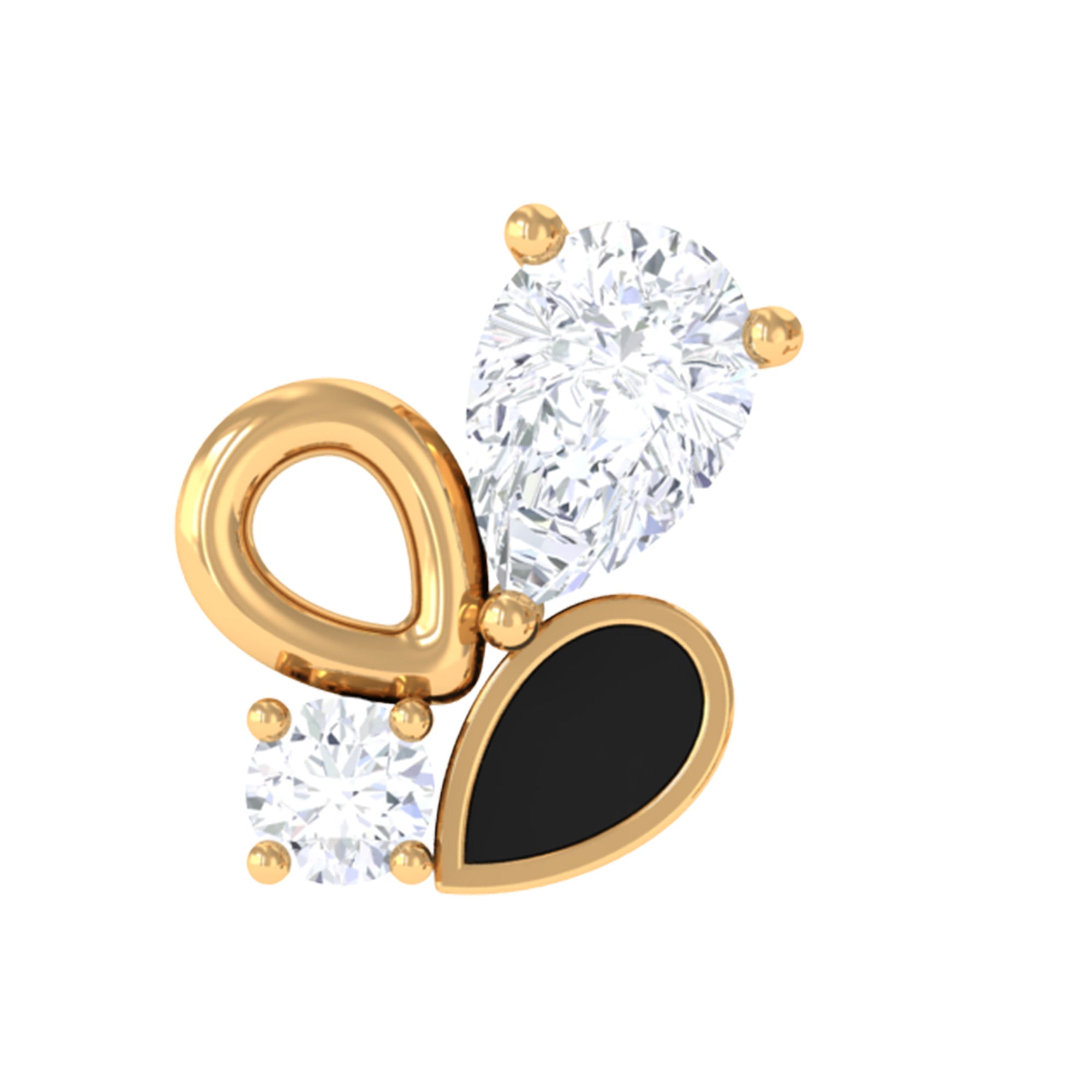 Rosec Jewels-Diamond Helix Earring with Black Enamel