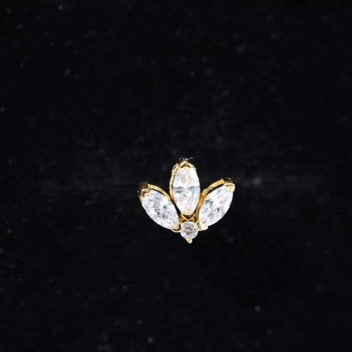Marquise Diamond Lotus Flower Earring for Helix Piercing Lab - ( EF-VS ) - Rosec Jewels