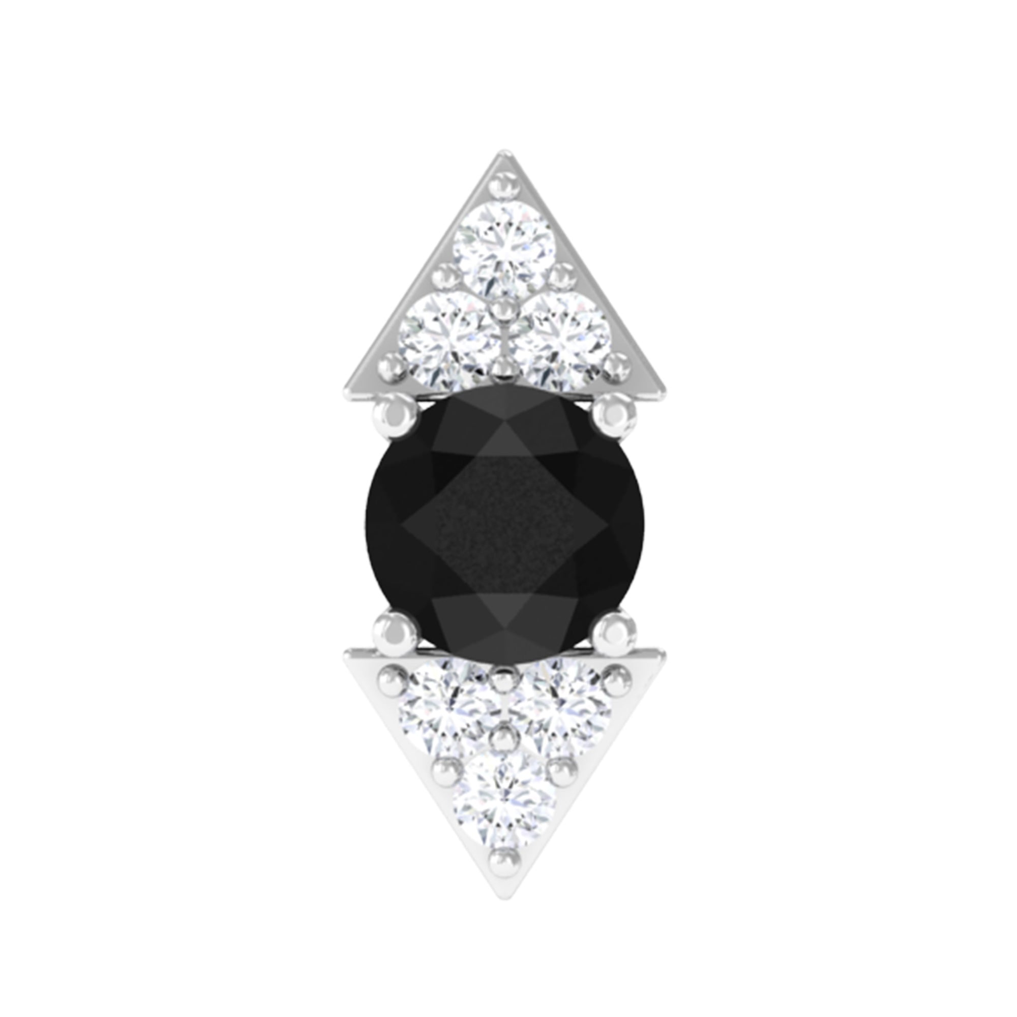 Dainty Black Onyx and Diamond Arrow Tragus Earring AAA - Rosec Jewels