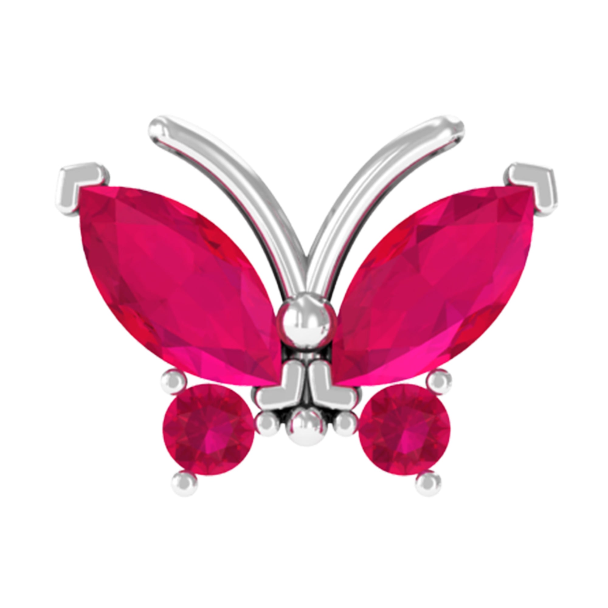 Real Marquise Cut Ruby Cute Butterfly Conch Earring AAA - Rosec Jewels