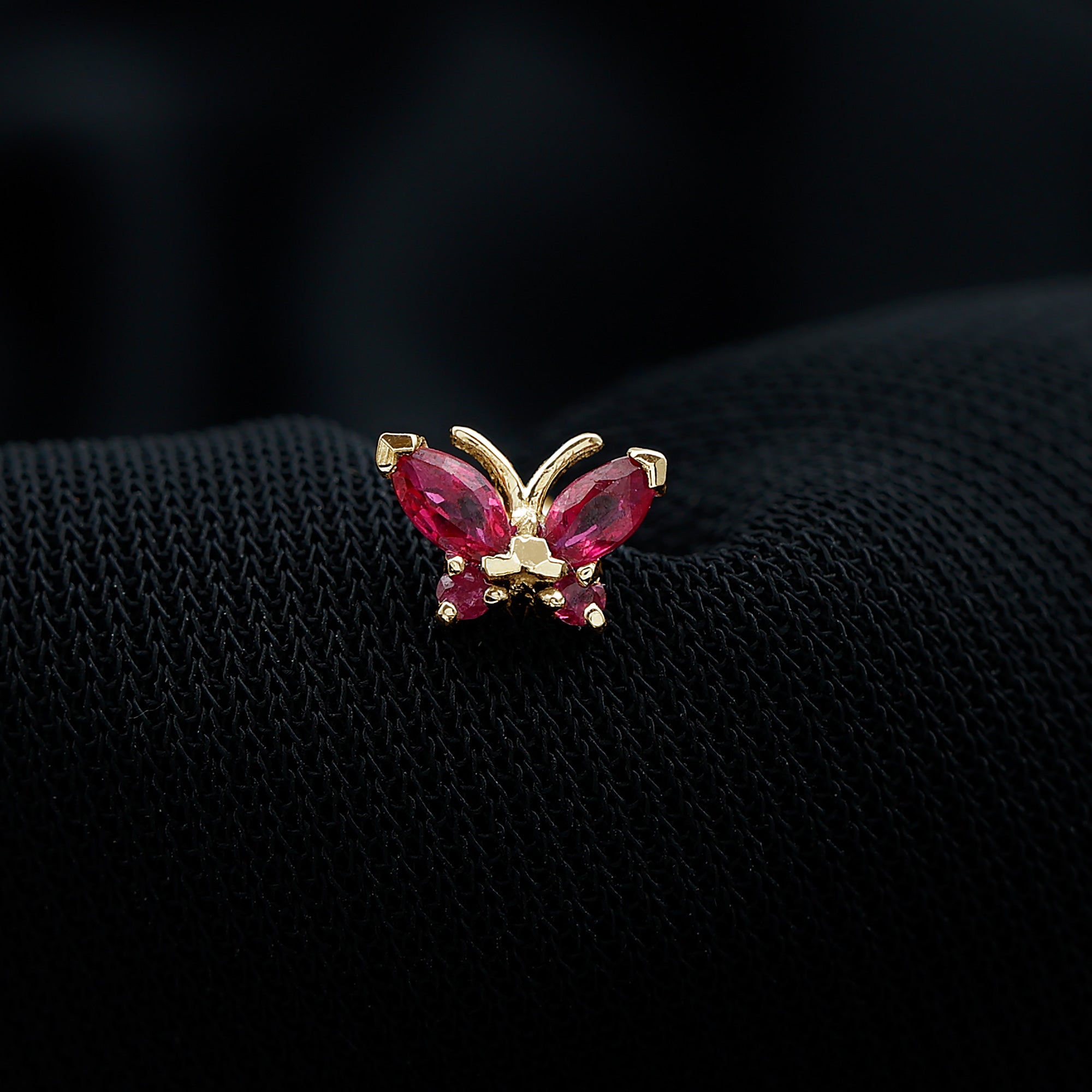 Real Marquise Cut Ruby Cute Butterfly Conch Earring AAA - Rosec Jewels