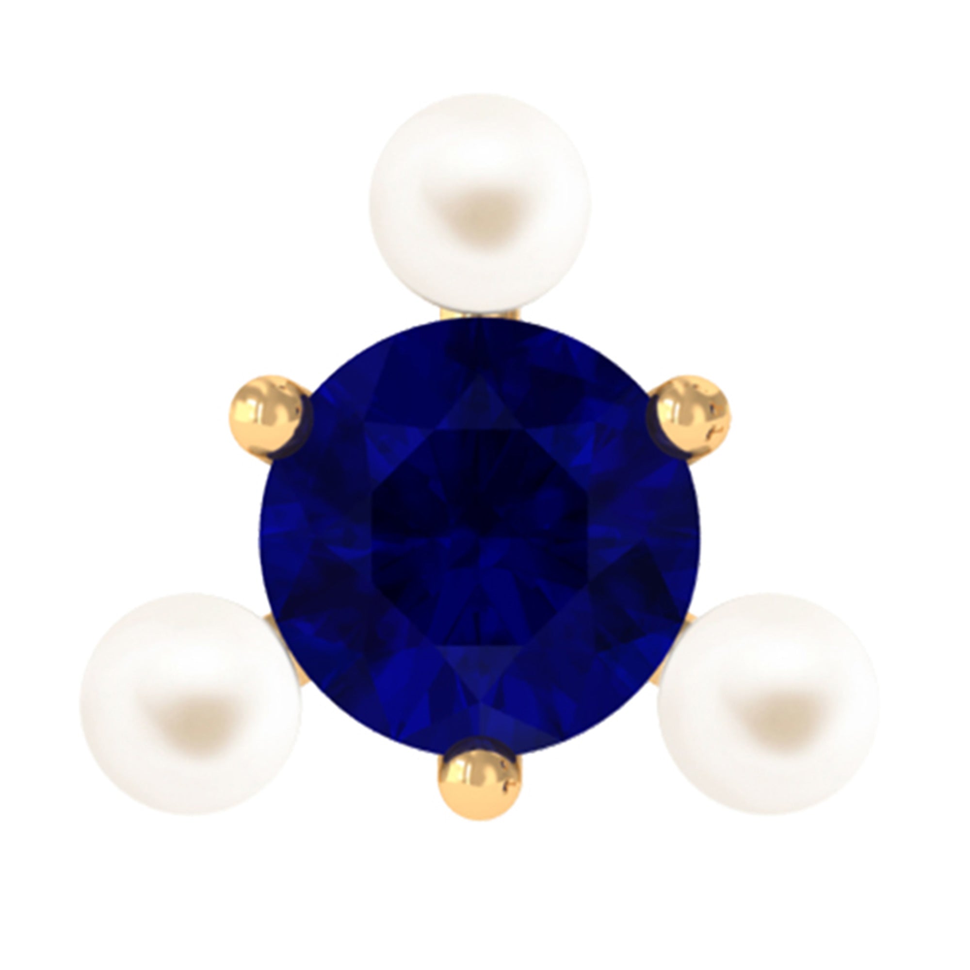 Blue Sapphire and Freshwater Pearl Cartilage Earring AAA - Rosec Jewels
