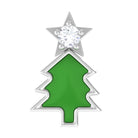 Real Diamond Green Enamel Christmas Tree Cartilage Earring Natural - ( HI-SI ) - Rosec Jewels