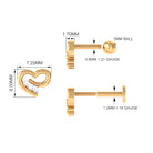 Real Diamond Cute Heart Earring for Helix Piercing Natural - ( HI-SI ) - Rosec Jewels