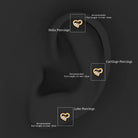 Real Diamond Cute Heart Earring for Helix Piercing Natural - ( HI-SI ) - Rosec Jewels