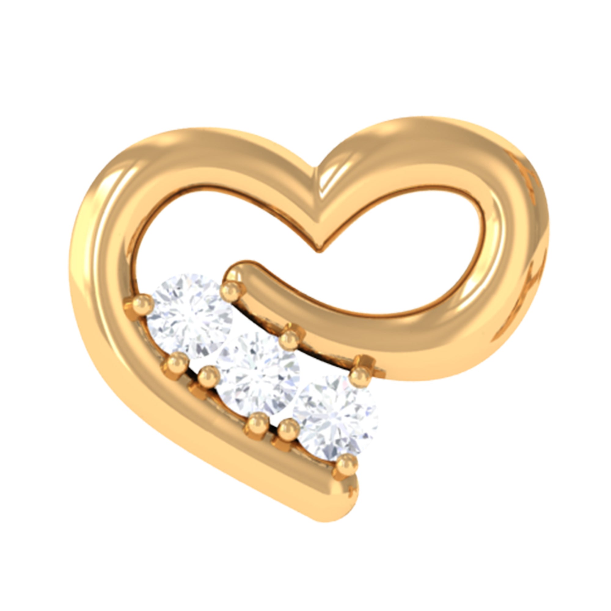 Real Diamond Cute Heart Earring for Helix Piercing Natural - ( HI-SI ) - Rosec Jewels