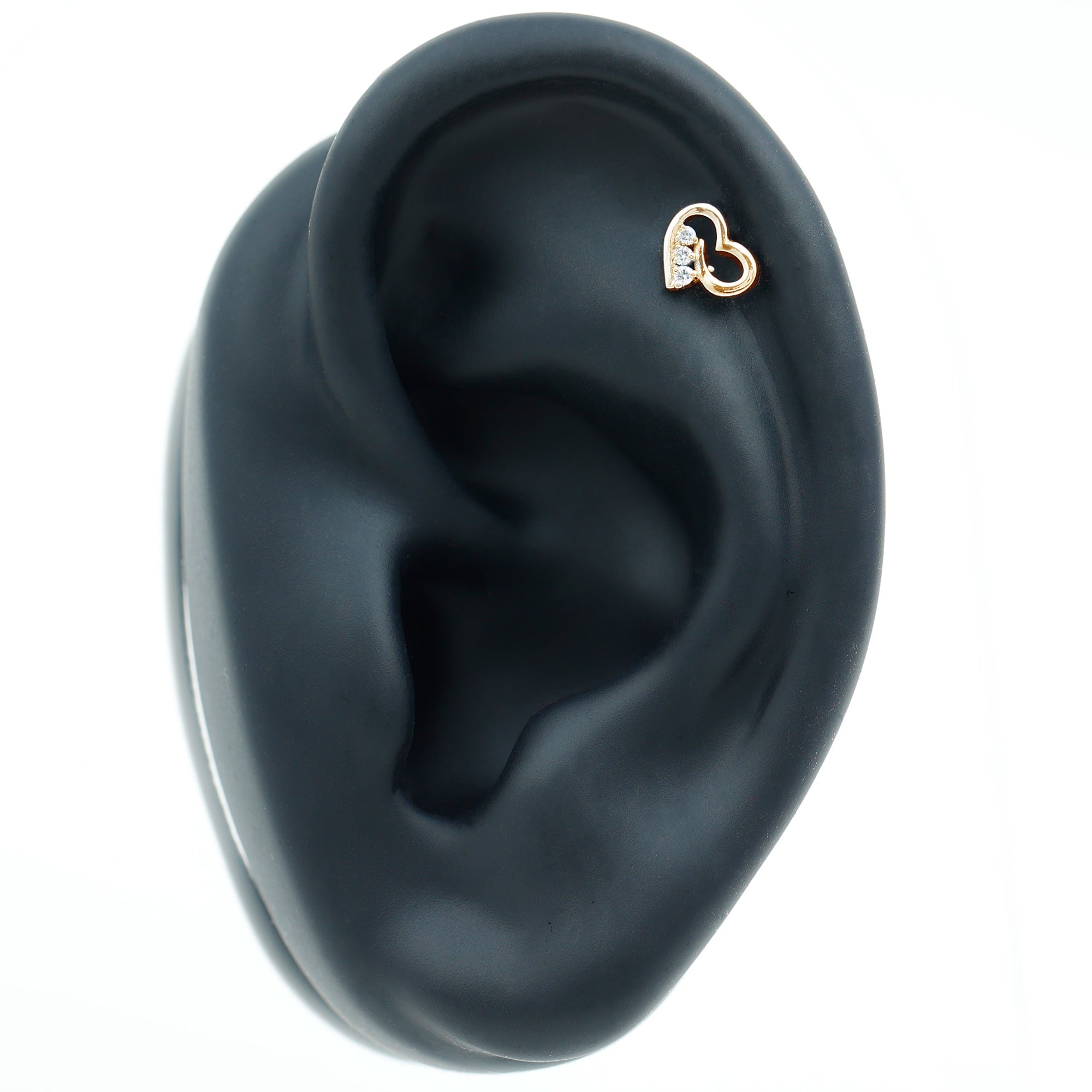 Real Diamond Cute Heart Earring for Helix Piercing Natural - ( HI-SI ) - Rosec Jewels