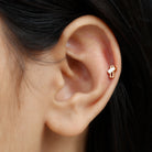 Baguette Diamond Minimal Tragus Earring in Bar Setting Natural - ( HI-SI ) - Rosec Jewels