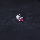 Red Ruby Cute Christmas Bow Cartilage Earring AAA - Rosec Jewels