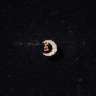 Rosec Jewels-Natural Red Ruby Crescent Moon Helix Earring with Moissanite