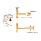 Rosec Jewels-Natural Red Ruby Crescent Moon Helix Earring with Moissanite