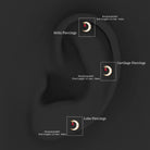 Natural Ruby and Lab Diamond Crescent Moon Helix Earring AAA - Rosec Jewels