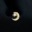 Moissanite Moon and Star Cartilage Earring D-VS1 - Rosec Jewels