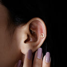 Moissanite Moon and Star Cartilage Earring D-VS1 - Rosec Jewels