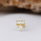 Genuine Diamond Three Stone Earring for Tragus Piercing Natural - ( HI-SI ) - Rosec Jewels