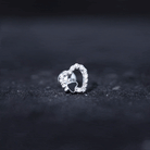 Sparkling Diamond Dog Paw Heart Earring with Black Enamel Natural - ( HI-SI ) - Rosec Jewels